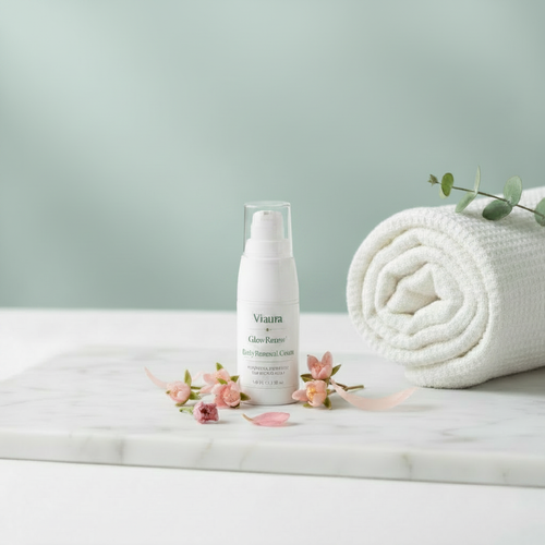 GlowRenew Daily Renewal Cream Pale Teal Background